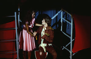 Luisa (Janice Coffman) and Matt (Doug Dial) share a moment during Lyric Theatre’s 1975 production of The Fantasticks in the Kirkpatrick Auditorium at Oklahoma City University. Photo: Lyric Archives