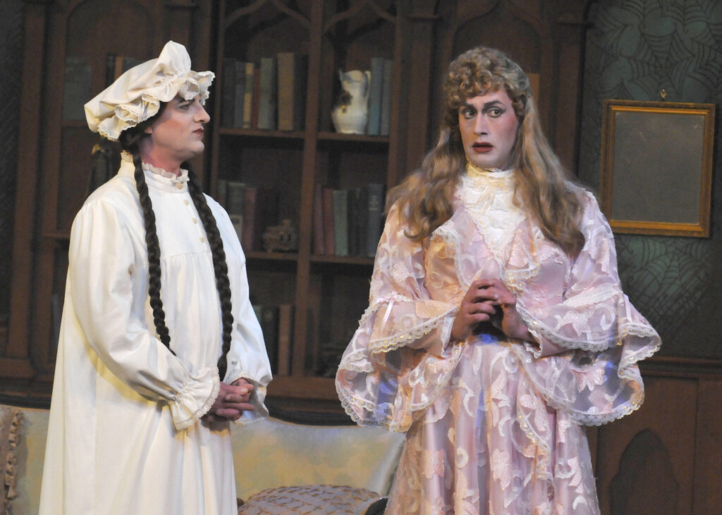 Lyric Theatre's The Mystery of Irma Vep Jeffrey Meek and Monte Riegel Wheeler in THE MYSTERY OF IRMA VEP. Photo by Wendy Mutz.