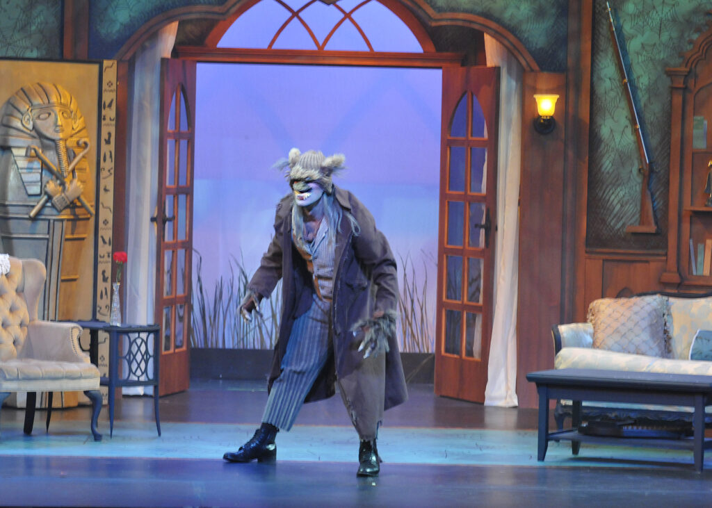 Lyric Theatre's The Mystery of Irma Vep Monte Riegel Wheeler in THE MYSTERY OF IRMA VEP. Photo by Wendy Mutz.